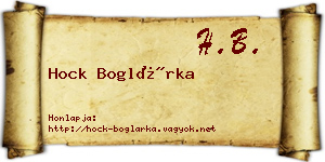 Hock Boglárka névjegykártya